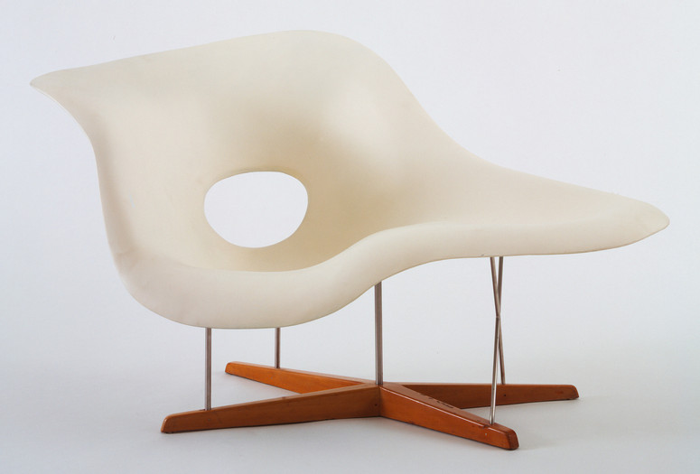 Charles Eames, Ray Eames. Prototype for Chaise Longue (La Chaise). 1948. Hard rubber foam, plastic, wood, and metal, 32 1/2 x 59 x 34 1/4" (82.5 x 149.8 x 87 cm). Gift of the designers