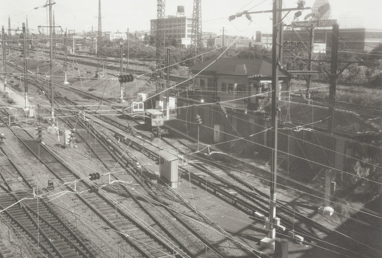 Madoka Takagi. Long Island Railroad Yard from Queens Boulevard, Queens.1990. Platinum/Palladium print, 7 1/2 x 9 1/2" (19.1 x 24.2 cm). Gift of Jessica and Robert Solomon. © 2019 Madoka Takagi