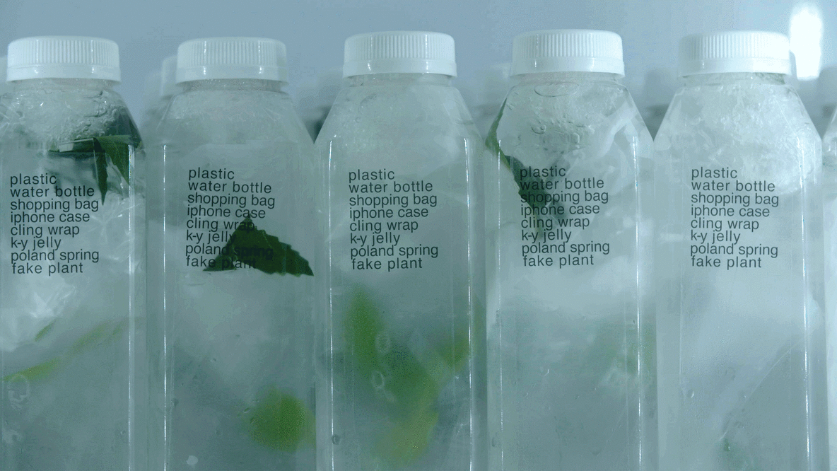 “Minimum Wage,” “Condo,” “Sick Day,” and “Plastic” on display