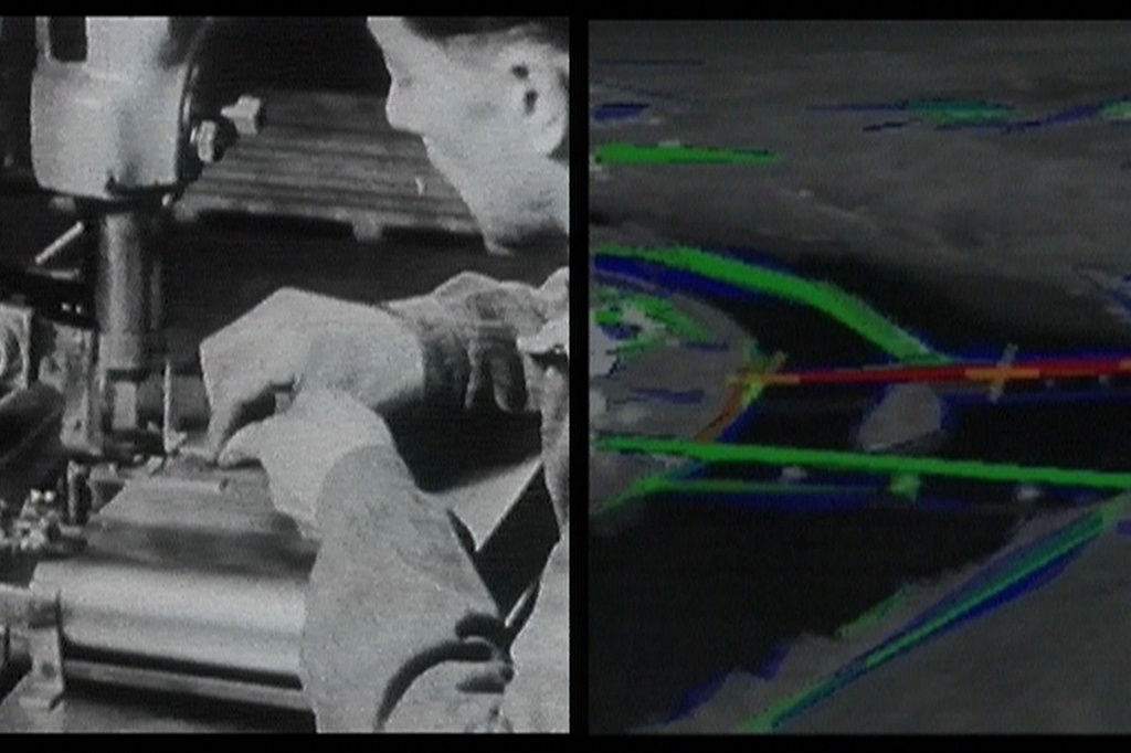 Harun Farocki. Eye/Machine I, Auge/Maschine I. 2001. Two-channel video installation re-edited to single-channel video (color, sound), 23 min. Committee on Film Funds. © 2019 Harun Farocki Filmproduktion