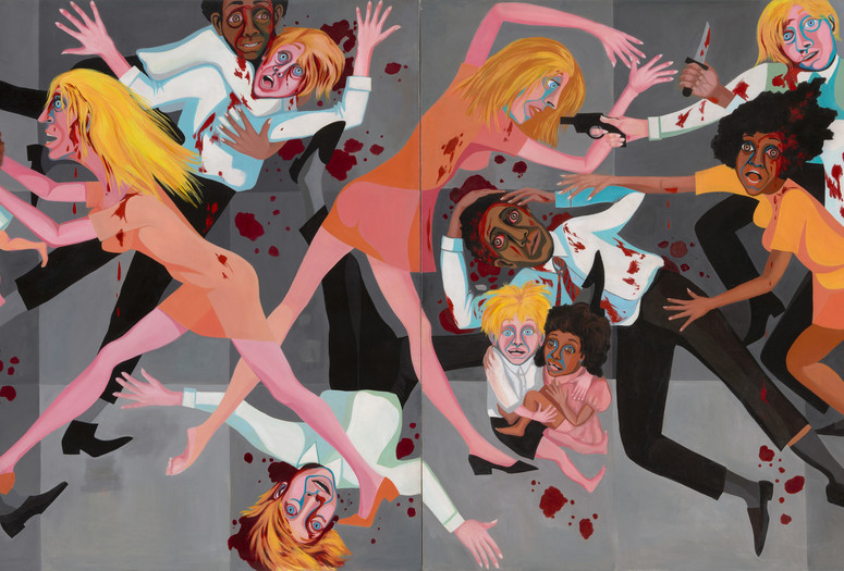 Faith Ringgold. American People Series #20: Die. 1967. Oil on canvas, two panels, 72 x 144" (182.9 × 365.8 cm). Purchase; and gift of The Modern Women's Fund