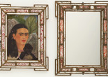 Frida Kahlo. Fulang-Chang and I. 1937 (assembled after 1939). In two parts, oil on composition board (1937) with painted mirror frame (added after 1939); and mirror with painted mirror frame (after 1939), framed painting, left 22 1/4 x 17 3/8 x 1 3/4&#34; (56.5 x 44.1 x 4.4 cm); framed mirror, right 25 1/4 x 19 x 1 3/4&#34; (64.1 x 48.3 x 4.4 cm). Mary Sklar Bequest. © 2019 Banco de México Diego Rivera Frida Kahlo Museums Trust, Mexico, D.F. / Artists Rights Society (ARS), New York