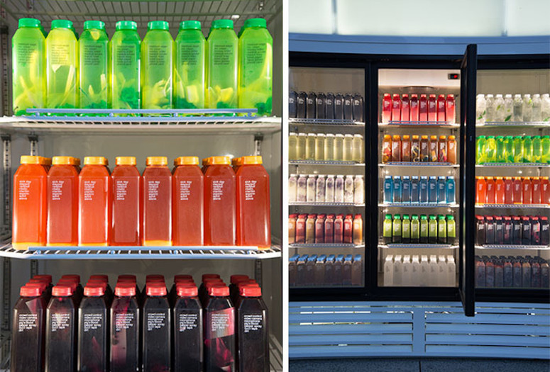 Josh Kline. Skittles. 2014. Commercial refrigerator, light box and blended liquids in bottles, 86 1/2 x 127 1/2 x 41" (219.7 x 323.9 x 104.1 cm). Fund for the Twenty-First Century
