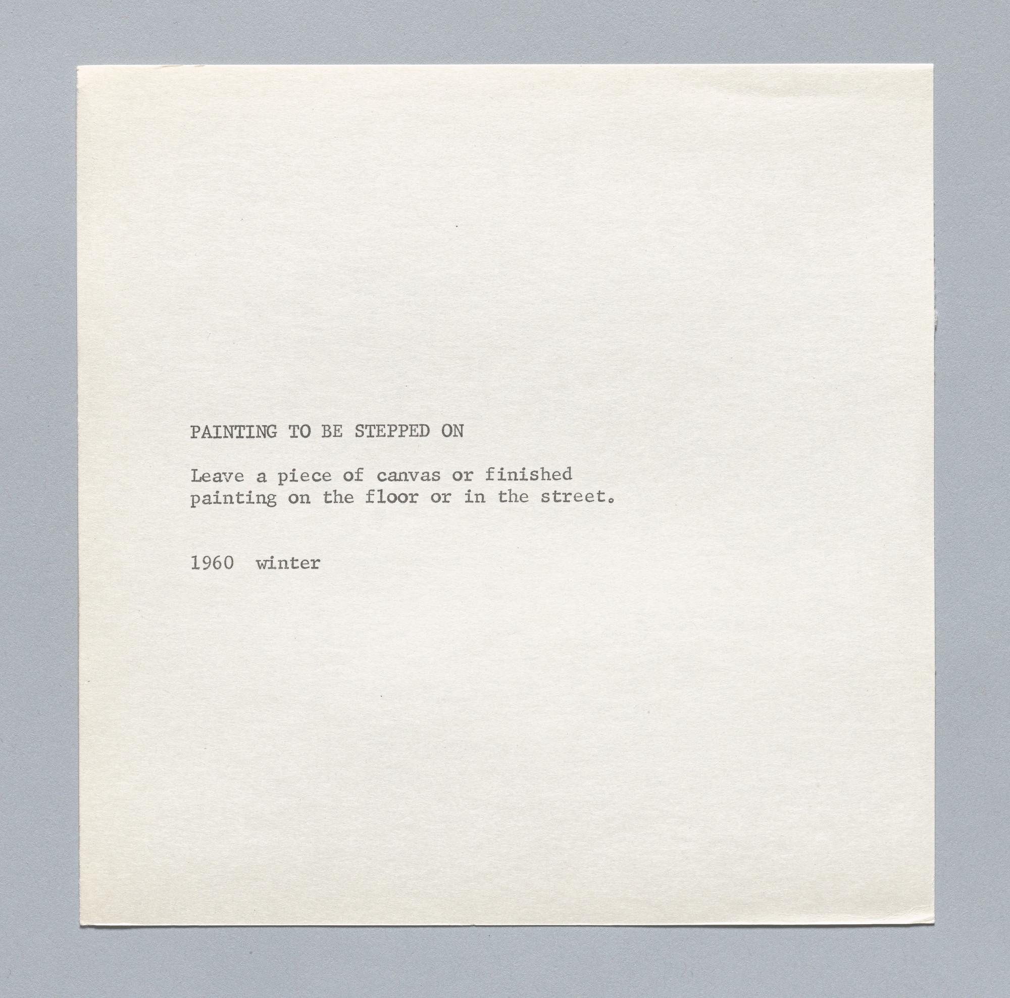 Yoko Ono. Painting to Be Stepped On. 1960.