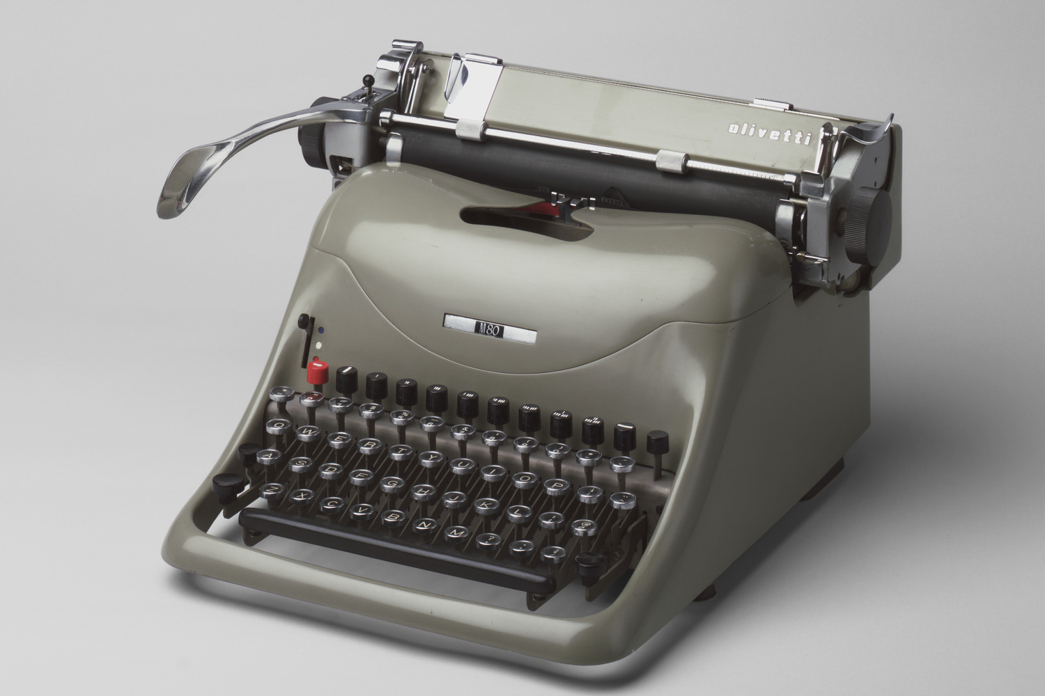 Marcello Nizzoli. Lexikon 80 Manual Typewriter. 1948. Enameled metal housing, 3 1/4 x 11 3/4 x 12 3/4" (8.3 x 29.8 x 32.4 cm). Manufacturer: Ing. C. Olivetti & C. S.p.A., Ivrea, Italy. Gift of Olivetti Corp