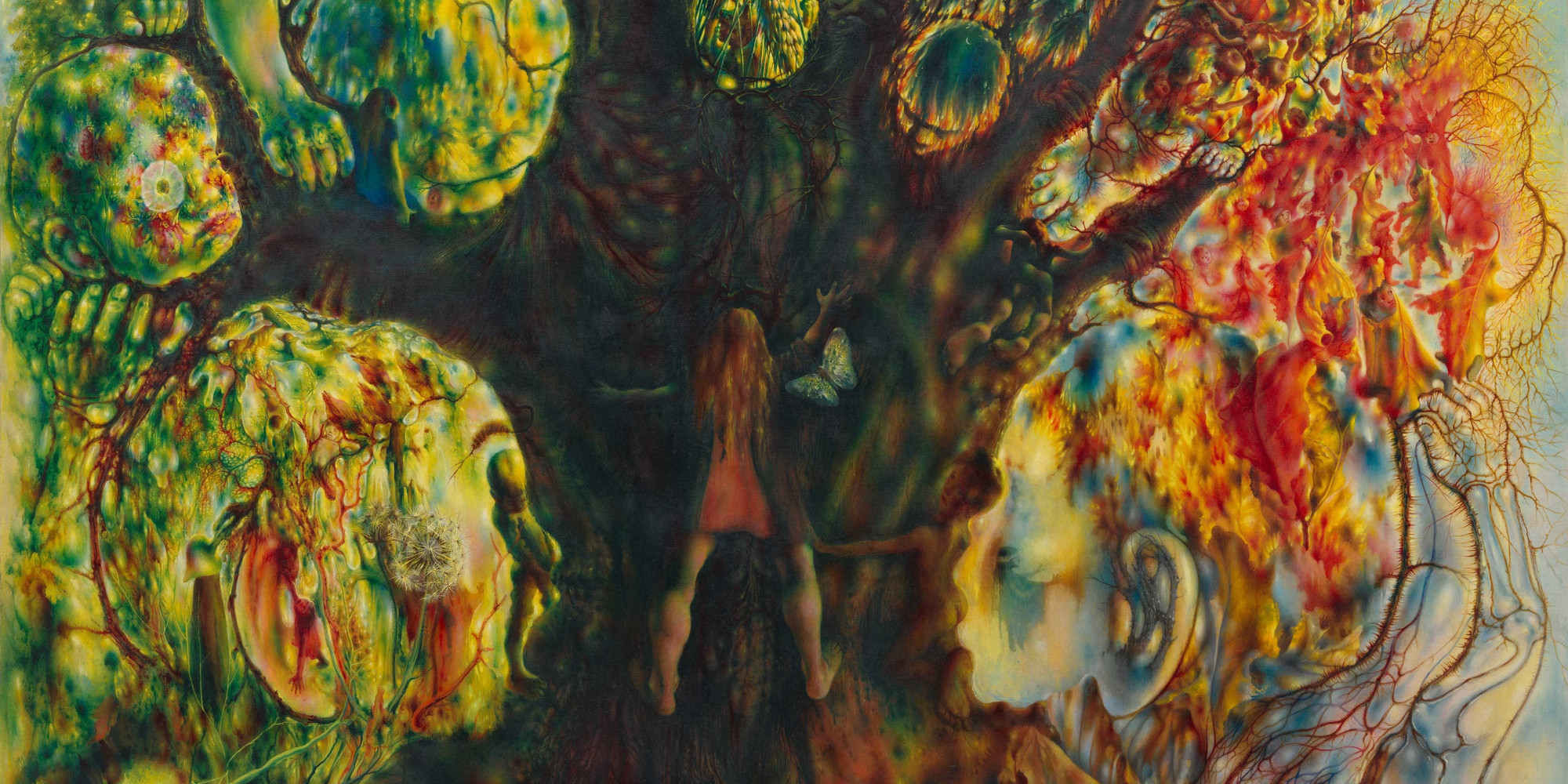 Pavel Tchelitchew. Hide-and-Seek. 1940–42. Oil on canvas, 6&#39; 6 1/2&#34; × 7&#39; 3/4&#34; (199.3 × 215.3 cm). Mrs. Simon Guggenheim Fund