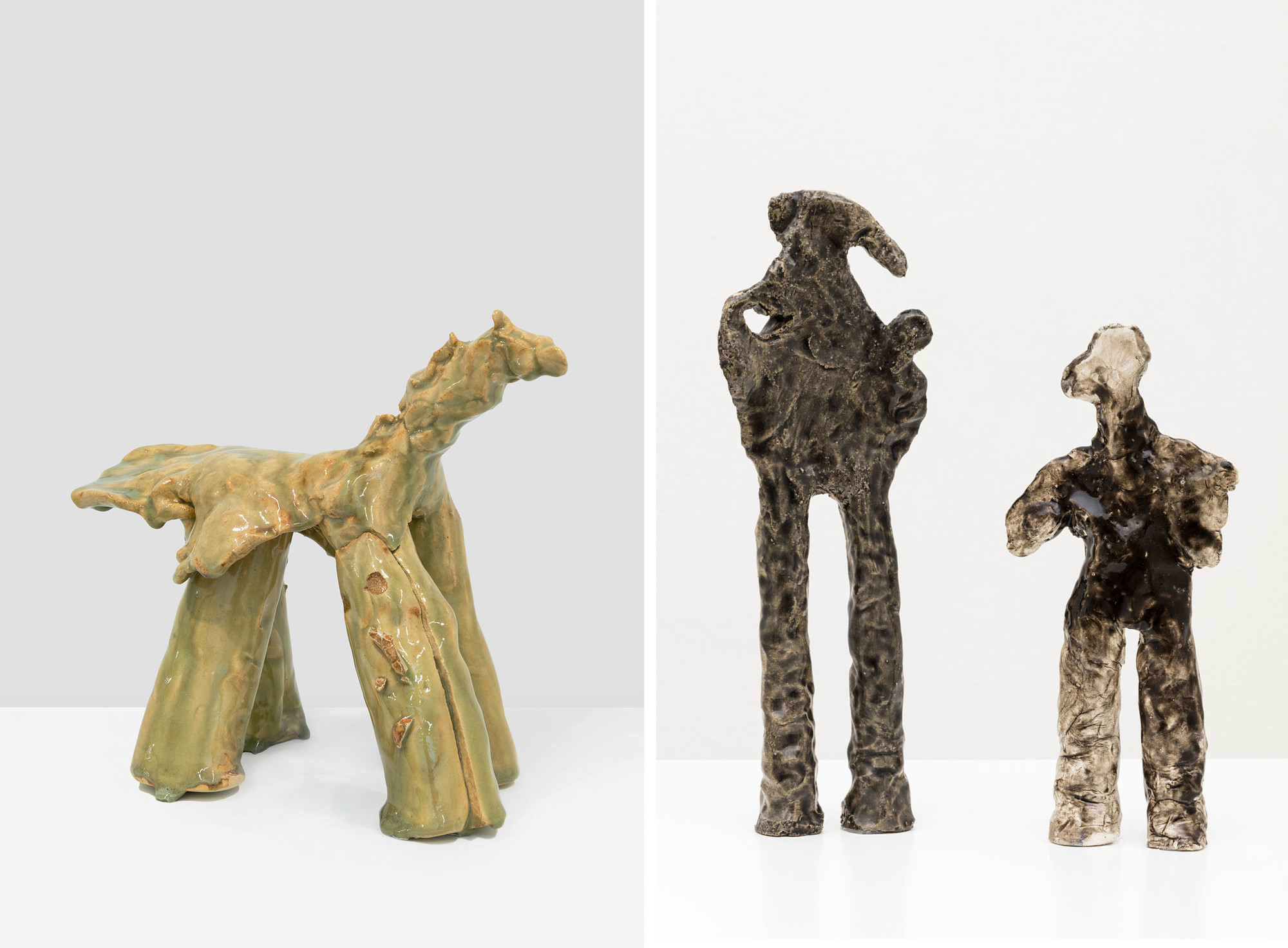 From left: Simone Fattal’s Horse (2009) and Man and His Shadow (2009)