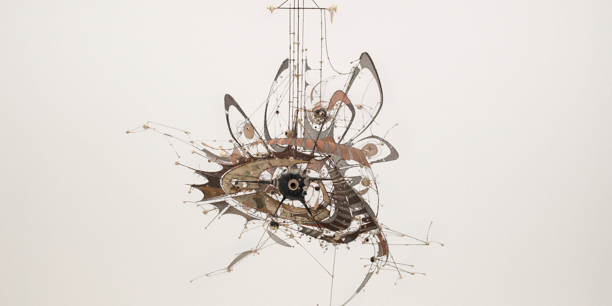 Lee Bontecou. Untitled. 1980–98. Welded steel, porcelain, wire mesh, canvas, grommets, and wire, 7 x 8 x 6&#39; (213.4 x 243.8 x 182.9 cm). Gift of Philip Johnson (by exchange) and the Nina and Gordon Bunshaft Bequest Fund. © 2017 Lee Bontecou. Photo: Jonathan Muzikar
