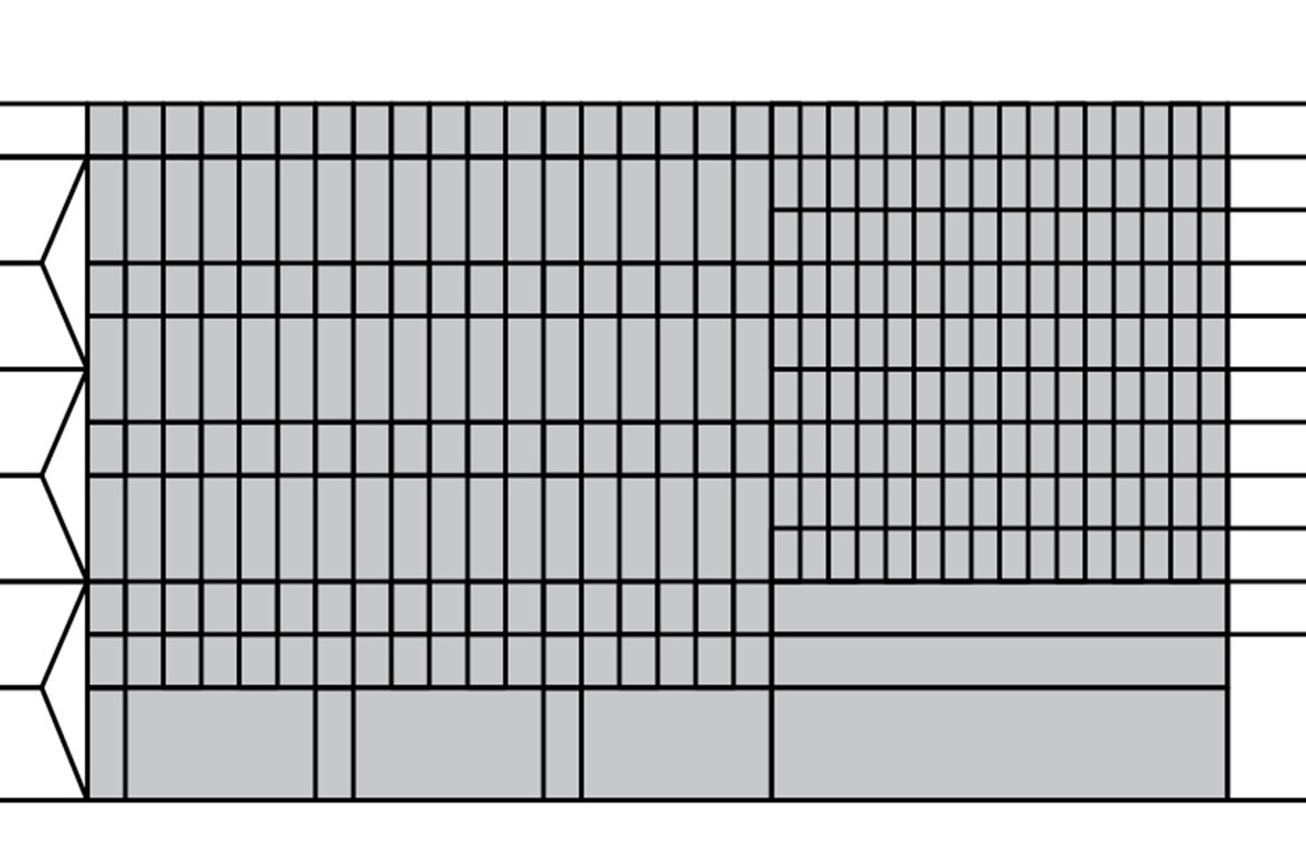 In gray: The David and Peggy Rockefeller Building, by architect Yoshio Taniguchi (2004), which is “all about framed rectangles”