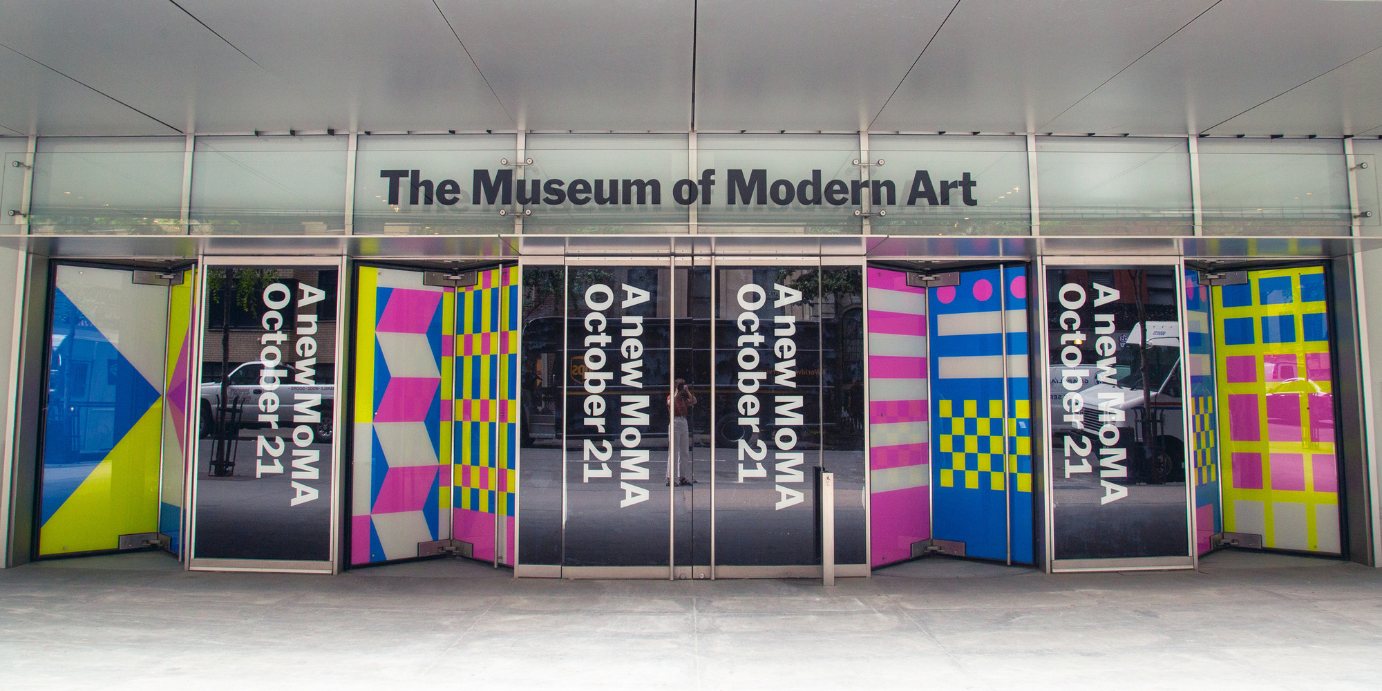 View of MoMA’s 54th Street entrance. Photo: Melanie Conrad
