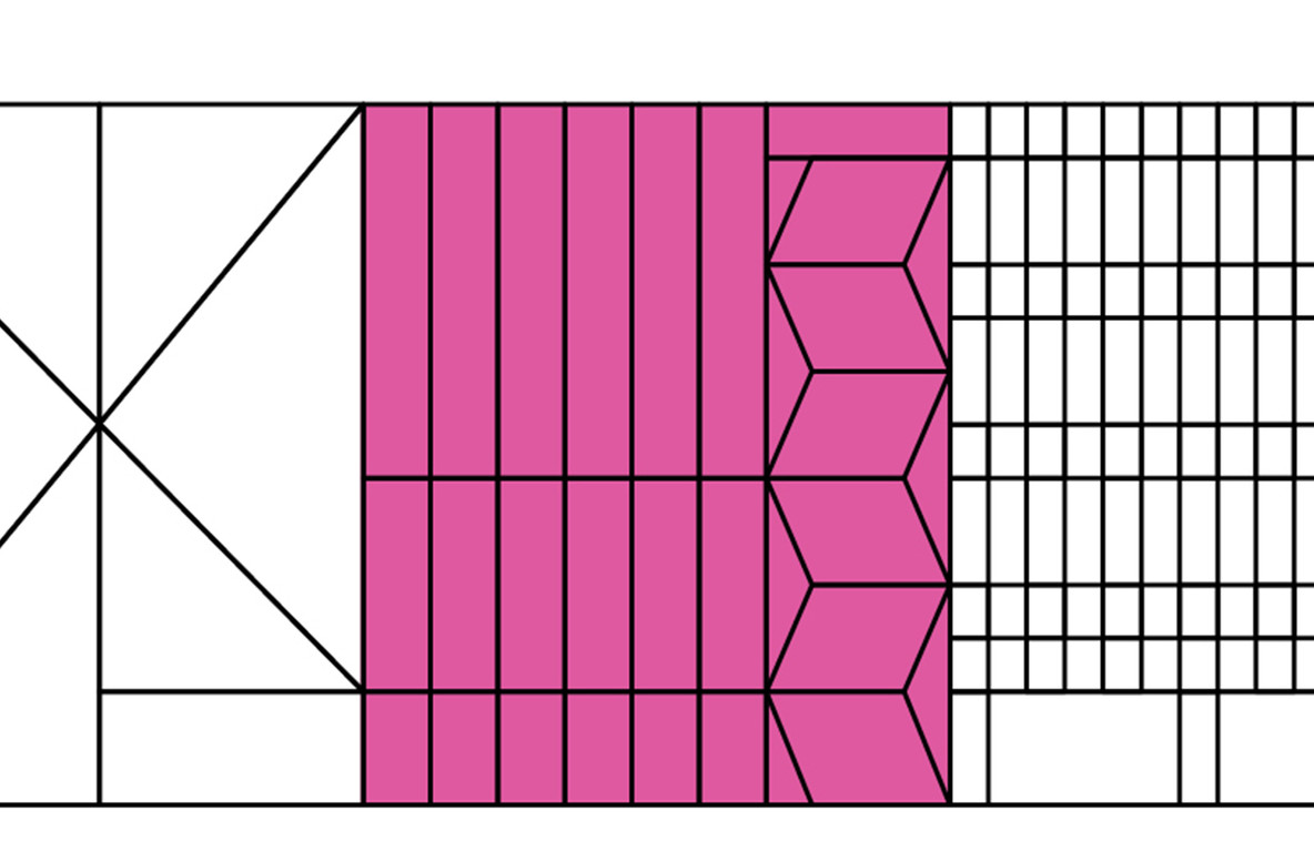 In pink: The Jerry Speyer and Katherine Farley Building, by architects Diller Scofidio + Renfro (2019), which “frames the new blade staircase inside the Museum, which we translated into an accordion design made out of parallelograms”