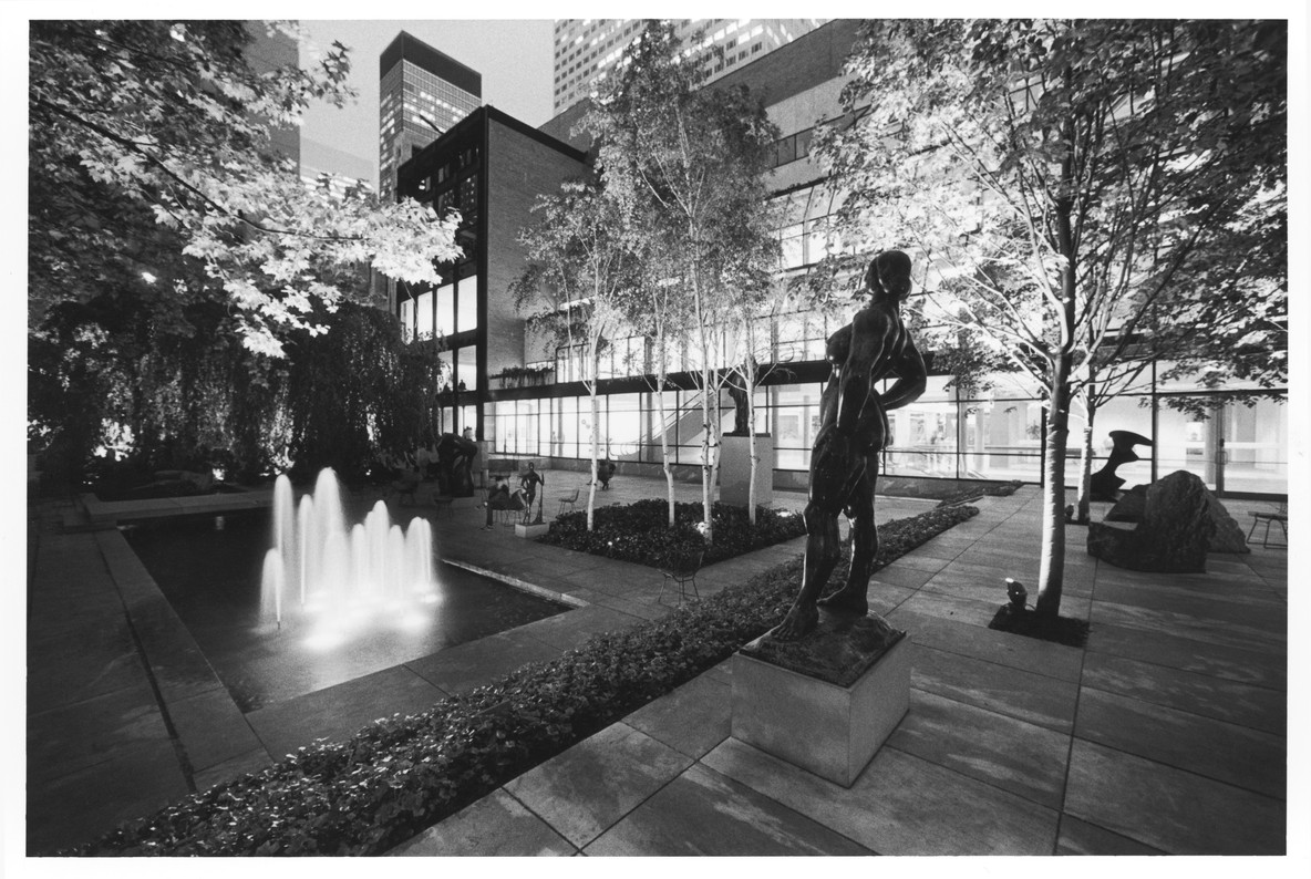 The Abby Aldrich Rockefeller Sculpture Garden, with a view of the Garden Hall, c. 1990