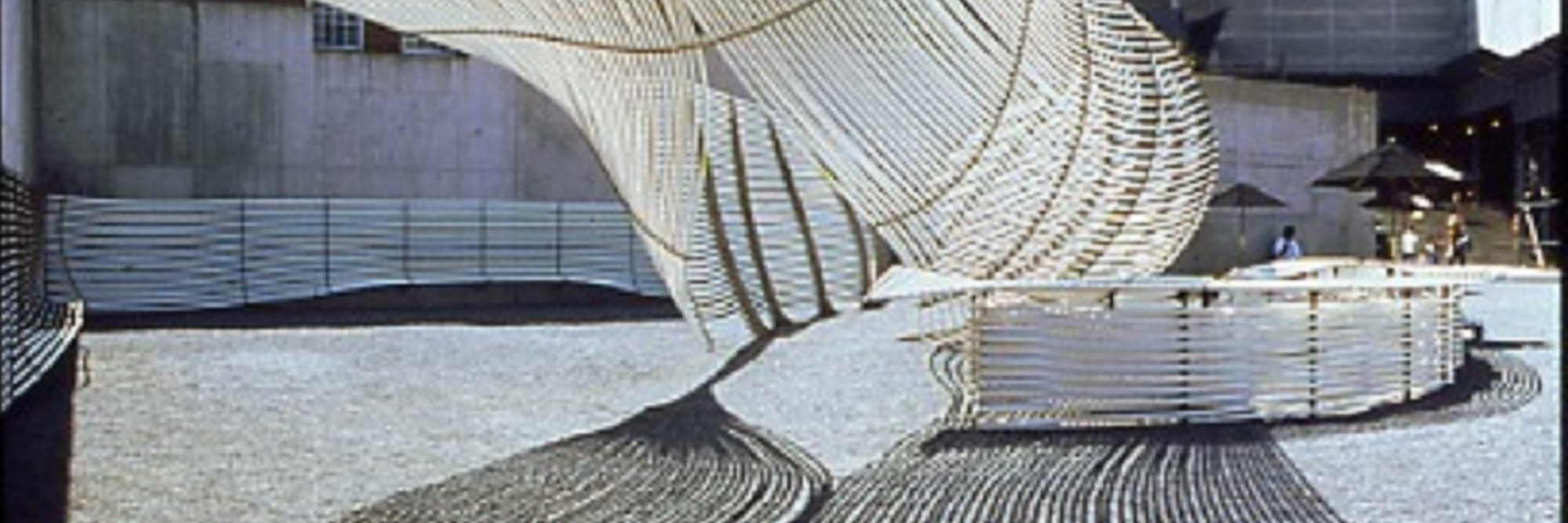 Warm Up canopy view 2002, presented at MoMA PS1 as part of Warm Up 2002. Photo courtesy of MoMA PS1.