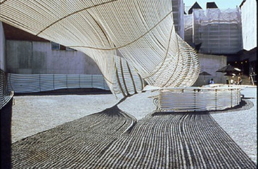 Warm Up canopy view 2002, presented at MoMA PS1 as part of Warm Up 2002. Photo courtesy of MoMA PS1.