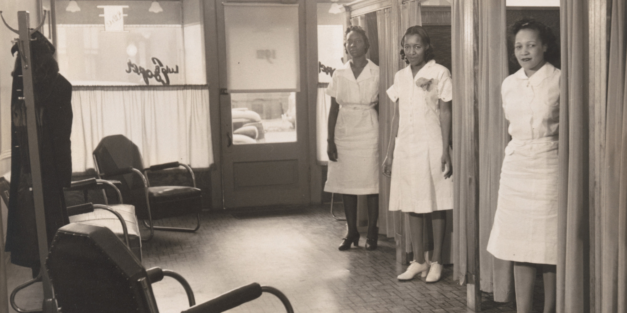 Robert H. McNeill. Lula Cooper Beauty Salon. c. 1940. Gelatin silver print, 7 3/16 × 9 1/2" (18.2 × 24.1 cm). Acquired through the generosity of The Friends of Education of The Museum of Modern Art and Committee on Photography Fund