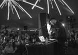 Ta-ku with Basenji, Charles Murdoch, and Future Classic DJs on October 25, 2015. Presented at MoMA PS1 as part of VW Sunday Sessions 2015-2016. Photograph: Charles Roussel.