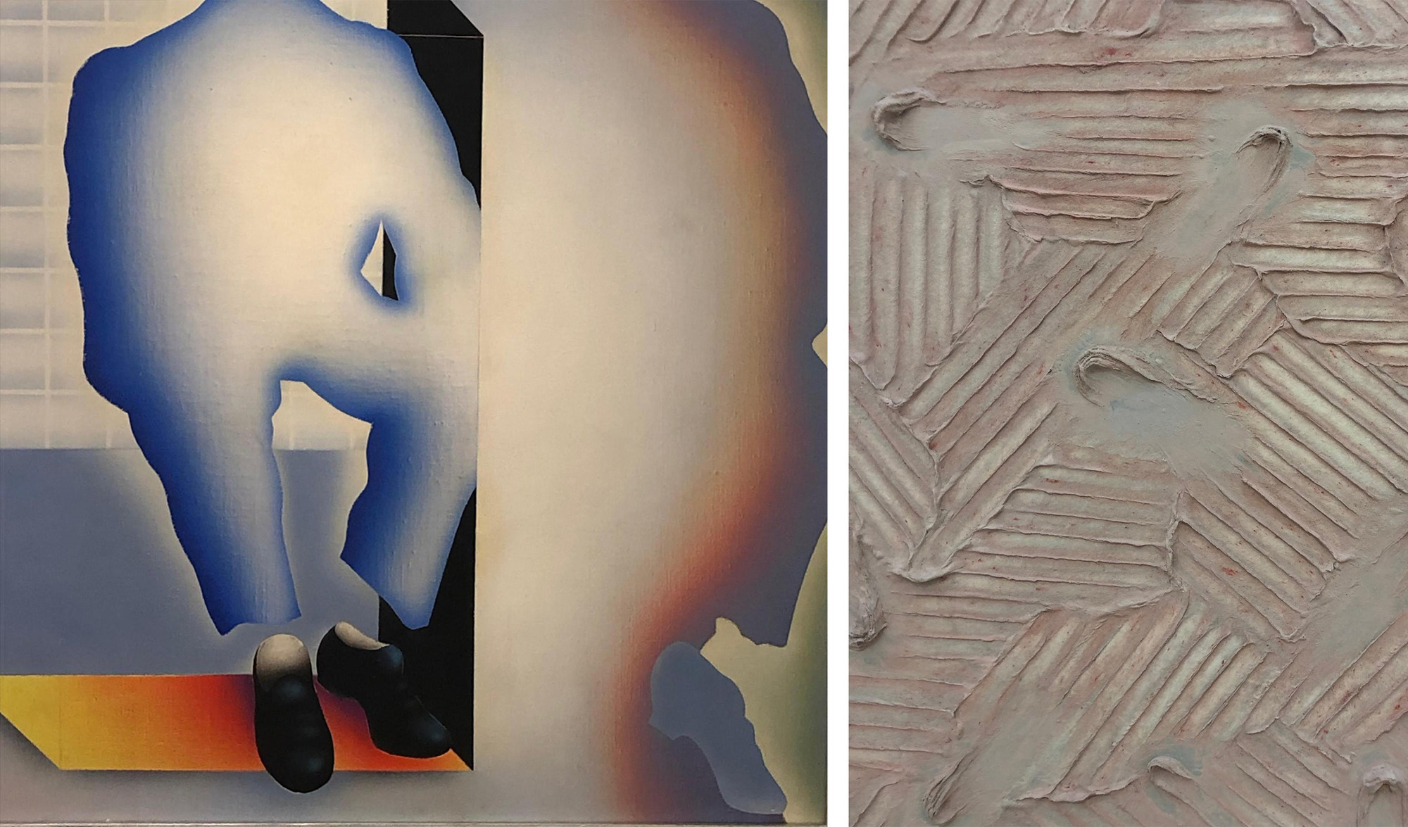 Details from Park Seo-Bo’s 1960s zeitgeist-capturing Hereditarius (left) and Ecriture painting series