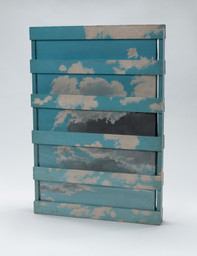 Geoffrey Hendricks. Sky Crated. 1965. Oil on canvas and wood, 38 1/8 × 26 1/2 × 3 1/8&#34; (96.8 × 67.3 × 8 cm). The Gilbert and Lila Silverman Fluxus Collection Gift. © 2019 Geoffrey Hendricks