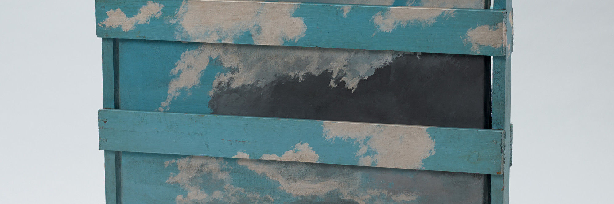 Geoffrey Hendricks. Sky Crated. 1965. Oil on canvas and wood, 38 1/8 × 26 1/2 × 3 1/8&#34; (96.8 × 67.3 × 8 cm). The Gilbert and Lila Silverman Fluxus Collection Gift. © 2019 Geoffrey Hendricks