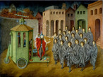 Remedios Varo. The Juggler (The Magician). 1956. Oil and inlaid mother of pearl on board, 35 13/16 × 48 1/16" (91 × 122 cm). Gift of Joan H. Tisch (by exchange)