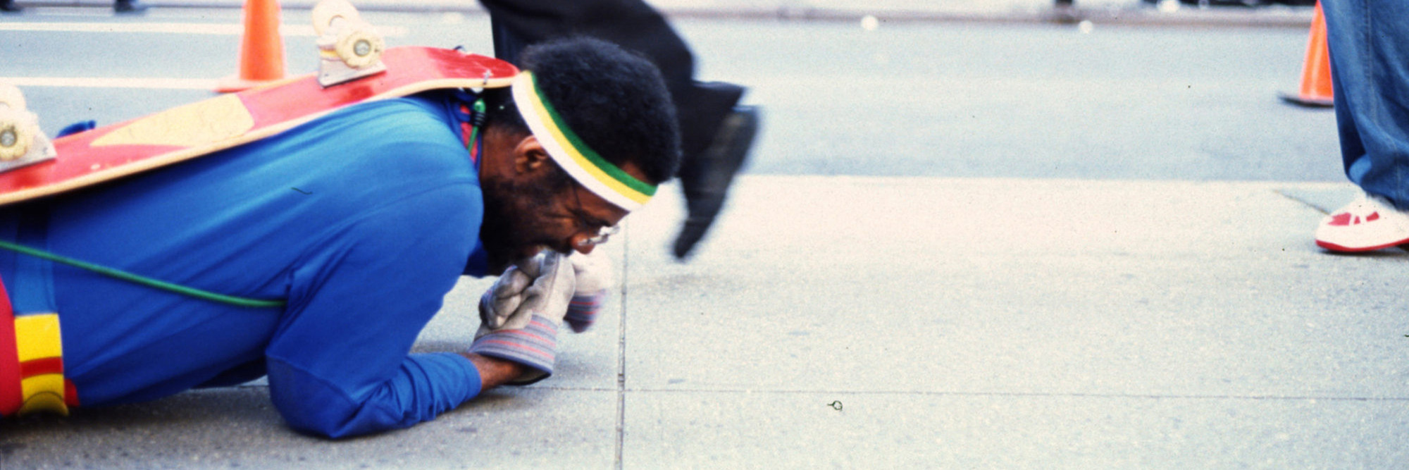 Pope.L. The Great White Way, 22 miles, 9 years, 1 street. 2000–09. Performance. © Pope.L. Courtesy of the artist and Mitchell – Innes &amp; Nash, New York