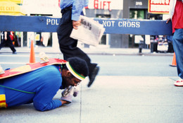 Pope.L. The Great White Way, 22 miles, 9 years, 1 street. 2000–09. Performance. © Pope.L. Courtesy of the artist and Mitchell – Innes &amp; Nash, New York