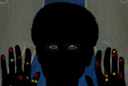 Betye Saar. Black Girl&#39;s Window (detail). 1969. Wooden window frame with paint, cut-and-pasted printed and painted papers, daguerreotype, lenticular print, and plastic figurine, 35 3/4 x 18 x 1 1/2&#34; (90.8 x 45.7 x 3.8 cm). Gift of Candace King Weir through The Modern Women&#39;s Fund, and Committee on Painting and Sculpture Funds