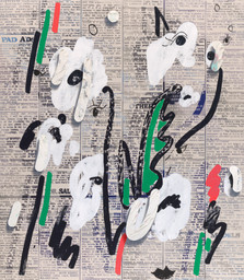 Laura Owens. Untitled. 2013. Acrylic, Flashe, and oil stick on canvas, 137 3/8 × 119 7/8" (348.9 × 304.5 cm). Enid A. Haupt Fund