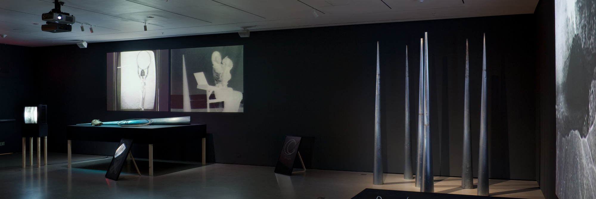 Joan Jonas. Mirage. 1976/1994/2005. Six videos (black and white, sound and silent; duration variable), props, stages, and photographs, dimensions variable. Gift of Richard J. Massey, Clarissa Alcock Bronfman, Agnes Gund, and Committee on Media Funds. © 2019 Joan Jonas