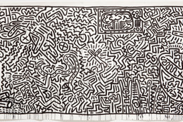 Keith Haring. Untitled. 1982. Ink on two sheets of paper, sheet: 72 × 671 1/2&#34; (182.9 × 1705.6cm) Part (panel a): 72 × 360 3/4&#34; (182.9 × 916.3 cm) Part (panel b): 72 × 310 1/4&#34; (182.9 × 788 cm). Gift of the Estate of Keith Haring, Inc. © 2019 The Keith Haring Foundation