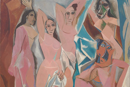 Pablo Picasso. Les Demoiselles d’Avignon. 1907. Oil on canvas, 8&#39; × 7&#39; 8&#34; (243.9 × 233.7 cm). Acquired through the Lillie P. Bliss Bequest (by exchange). © 2019 Estate of Pablo Picasso/Artists Rights Society (ARS), New York