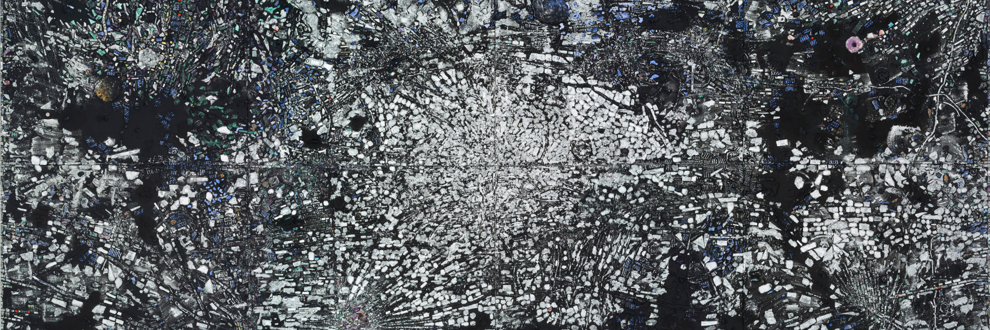 Jack Whitten. Atopolis: For Édouard Glissant. 2014. Acrylic on canvas, eight panels, overall 124 1/2 × 248 1/2" (316.2 × 631.2 cm). Acquired through the generosity of Sid R. Bass, Lonti Ebers, Agnes Gund, Henry and Marie-Josée Kravis, Jerry Speyer and Katherine Farley, and Daniel and Brett Sundheim
