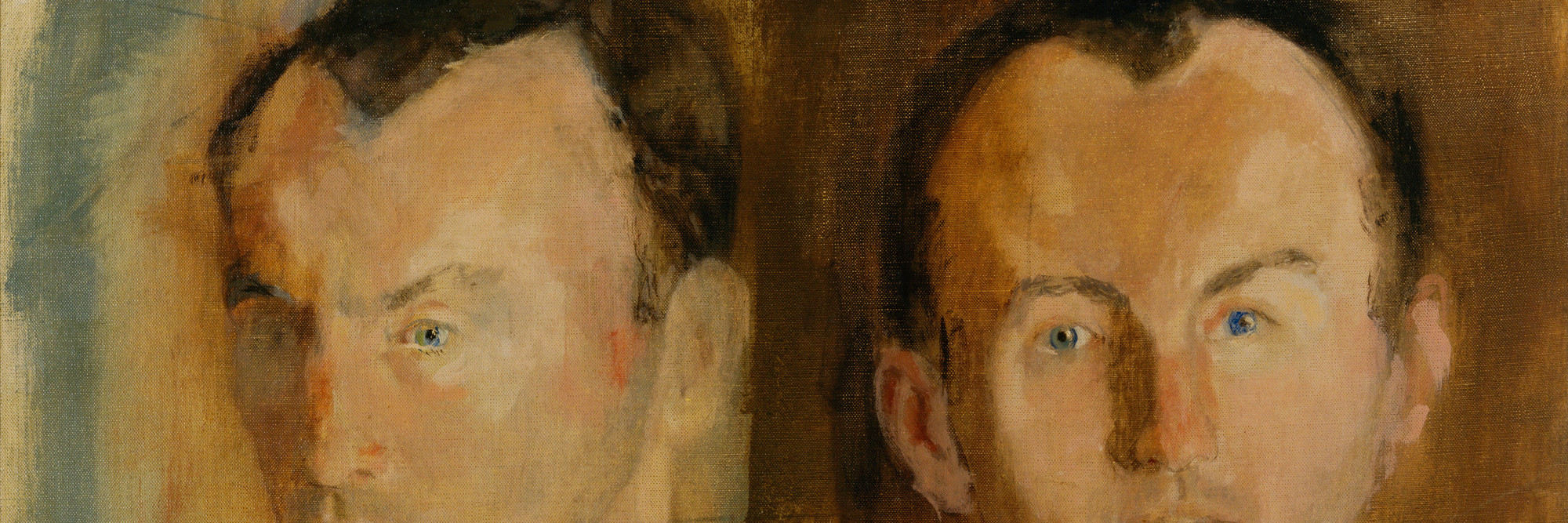 Larry Rivers. Double Portrait of Frank O’Hara. 1955. Oil on canvas, 15 1/4 × 25 1/8&#34; (38.4 × 63.6 cm). Gift of Stuart Preston. © 2019 Estate of Larry Rivers/Licensed by VAGA, New York, NY