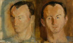 Larry Rivers. Double Portrait of Frank O’Hara. 1955. Oil on canvas, 15 1/4 × 25 1/8&#34; (38.4 × 63.6 cm). Gift of Stuart Preston. © 2019 Estate of Larry Rivers/Licensed by VAGA, New York, NY