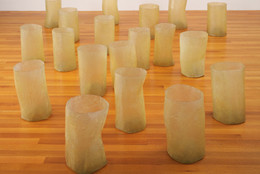 Eva Hesse. Repetition Nineteen III. 1968. Fiberglass and polyester resin, 19 units, each 19 to 20 1/4&#34; (48 to 51 cm) × 11 to 12 3/4&#34; (27.8 to 32.2 cm) in diameter. Gift of Charles and Anita Blatt. © 2019 Estate of Eva Hesse. Galerie Hauser &amp; Wirth, Zurich