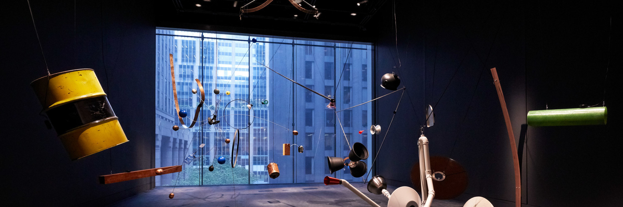 Rainforest V (variation 1). 1973/2015. Twenty objects, sound. Dimensions variable. Conceived by David Tudor, realized by Composers Inside Electronics, Inc. (John Driscoll, Phil Edelstein, and Matt Rogalsky). The Museum of Modern Art, New York. Committee on Media and Performance Art Funds. © 2019 David Tudor and Composers Inside Electronics Inc. Installation view, October 21, 2019–January 5, 2020, The Museum of Modern Art, New York. Image © 2019 The Museum of Modern Art. Photo: Heidi Bohnenkamp