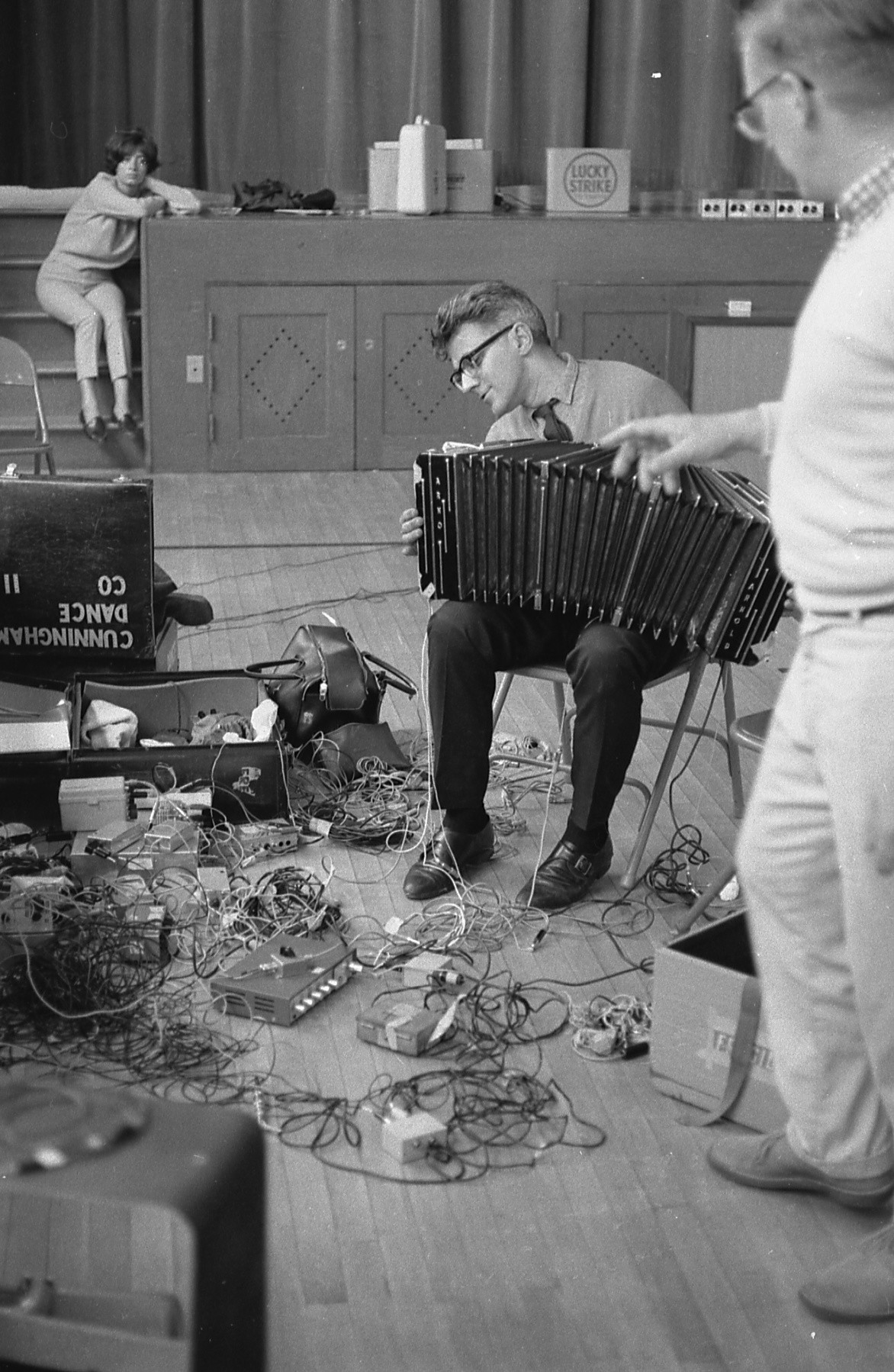 David Tudor’s Bandoneon! (a combine), Berkeley Heights School rehearsal, Berkeley Heights, New Jersey, c. 1965