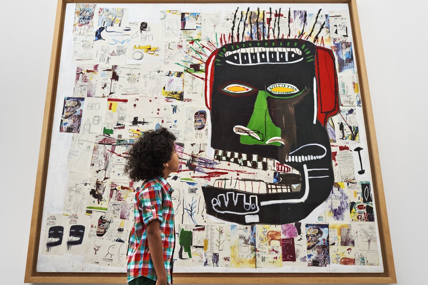 A view of the second-floor collection galleries. Jean-Michel Basquiat. Glenn. 1985. Acrylic, oilstick, and photocopy collage on canvas. Private collection. © 2019 Artists Rights Society (ARS), New York/ADAGP, Paris