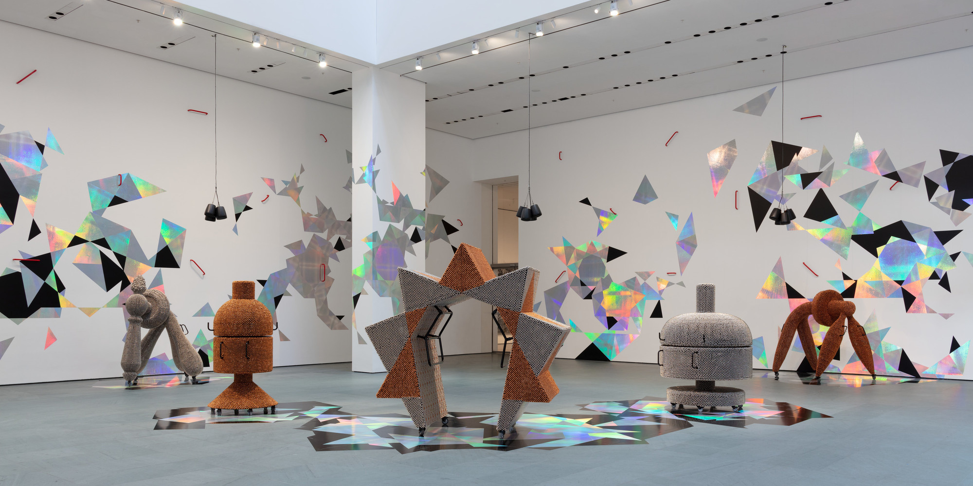 Haegue Yang. Handles. 2019. Commissioned for the Donald B. and Catherine C. Marron Atrium by The Museum of Modern Art, New York. © Haegue Yang and Greene Naftali, New York. Installation view, The Museum of Modern Art, New York, October 21, 2019–Spring 2020. Photo: Denis Doorly