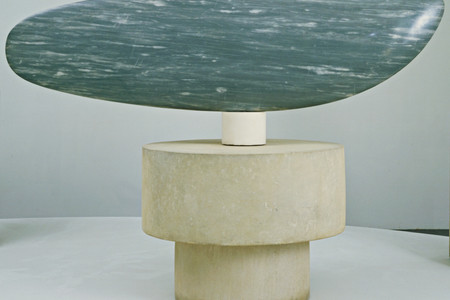 Constantin Brâncuși. Fish. Paris 1930. Blue-gray marble 21 x 71 x 5 1/2&#34; (53.3 x 180.3 x 14 cm), on three-part pedestal of one marble 5 1/8&#34; (13 cm) high, and two limestone cylinders 13&#34; (33 cm) high and 11&#34; (27.9 cm) high x 32 1/8&#34; (81.5 cm) diameter at widest point, Acquired through the Lillie P. Bliss Bequest (by exchange). © Succession Brâncuși - All rights reserved (ARS) 2018