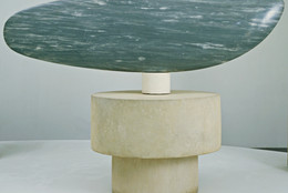 Constantin Brâncuși. Fish. Paris 1930. Blue-gray marble 21 x 71 x 5 1/2&#34; (53.3 x 180.3 x 14 cm), on three-part pedestal of one marble 5 1/8&#34; (13 cm) high, and two limestone cylinders 13&#34; (33 cm) high and 11&#34; (27.9 cm) high x 32 1/8&#34; (81.5 cm) diameter at widest point, Acquired through the Lillie P. Bliss Bequest (by exchange). © Succession Brâncuși - All rights reserved (ARS) 2018