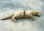 Mark Manders. Fox/Mouse/Belt. 1992. Painted bronze, belt, 6 x 15 x 44&#34; (15.2 x 38.1 x 111.8 cm). Gift of the artist