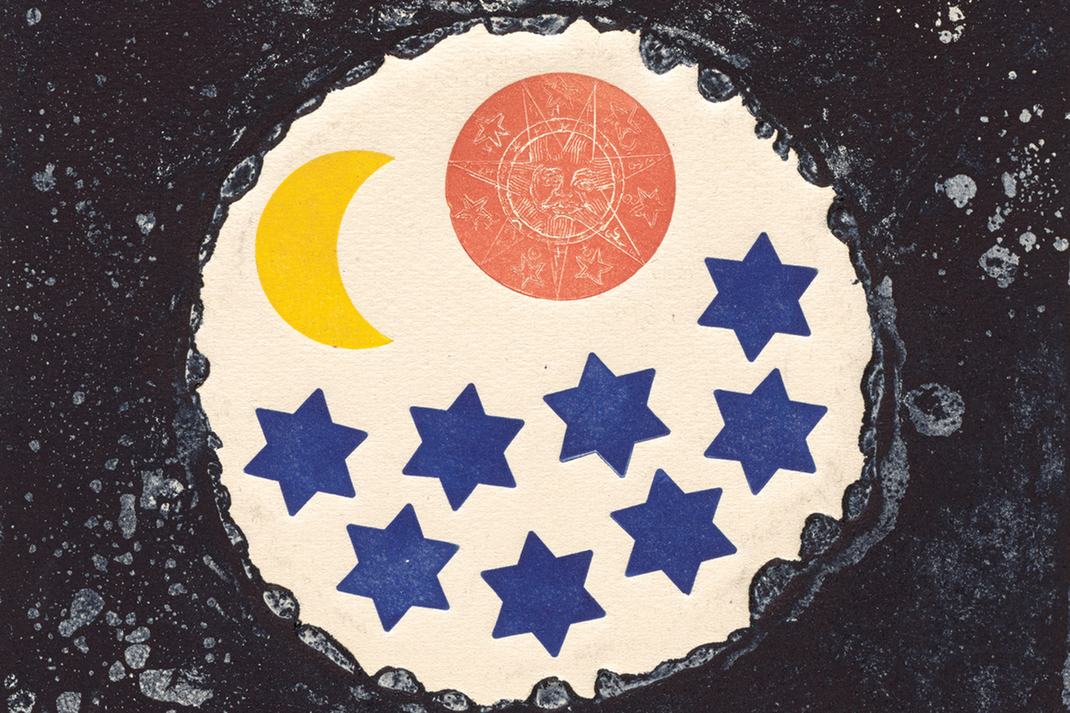 Betye Saar. The Mystic Galaxy (detail). 1966. Etching with relief-printed found objects,plate: 17 1/2 × 8 1/4" (44.5 × 20.9 cm); sheet: 19 15/16 × 10 7/8" (50.7 × 27.7 cm). Gift of Alison Saar and Thomas Leeser