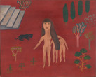Cecilia Vicuña. Black Panther and Me (ii).1978. Oil on canvas, 26 1/2 x 33&#34; (67.3 x 83.8 cm). Latin American and Caribbean Fund. © Cecilia Vicuña