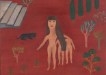 Cecilia Vicuña. Black Panther and Me (ii).1978. Oil on canvas, 26 1/2 x 33" (67.3 x 83.8 cm). Latin American and Caribbean Fund. © Cecilia Vicuña