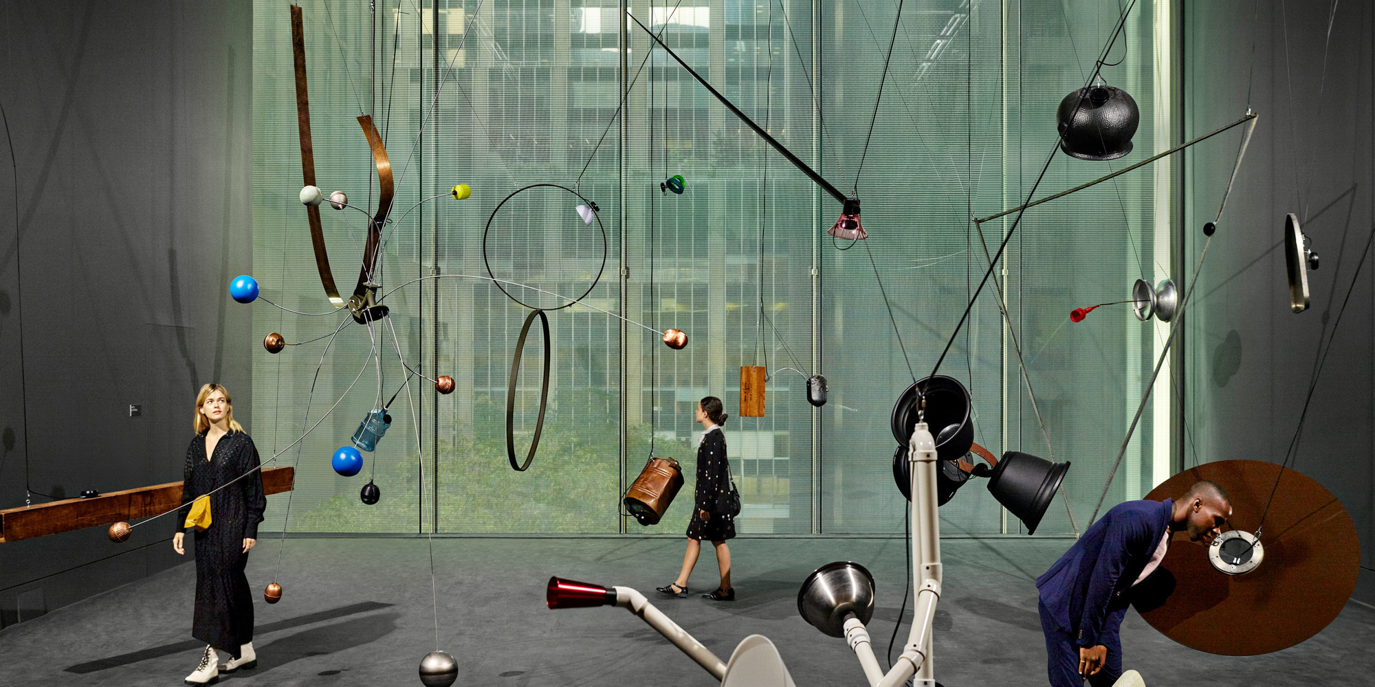 Rainforest V (variation 1). 1973/2015. Twenty objects, sound. Dimensions variable. Conceived by David Tudor, realized by Composers Inside Electronics, Inc. (John Driscoll, Phil Edelstein, and Matt Rogalsky). The Museum of Modern Art, New York. Committee on Media and Performance Art Funds. © 2019 David Tudor and Composers Inside Electronics Inc. Installation view, October 21, 2019–January 5, 2020, The Museum of Modern Art, New York. Image © 2019 The Museum of Modern Art. Photo: Heidi Bohnenkamp