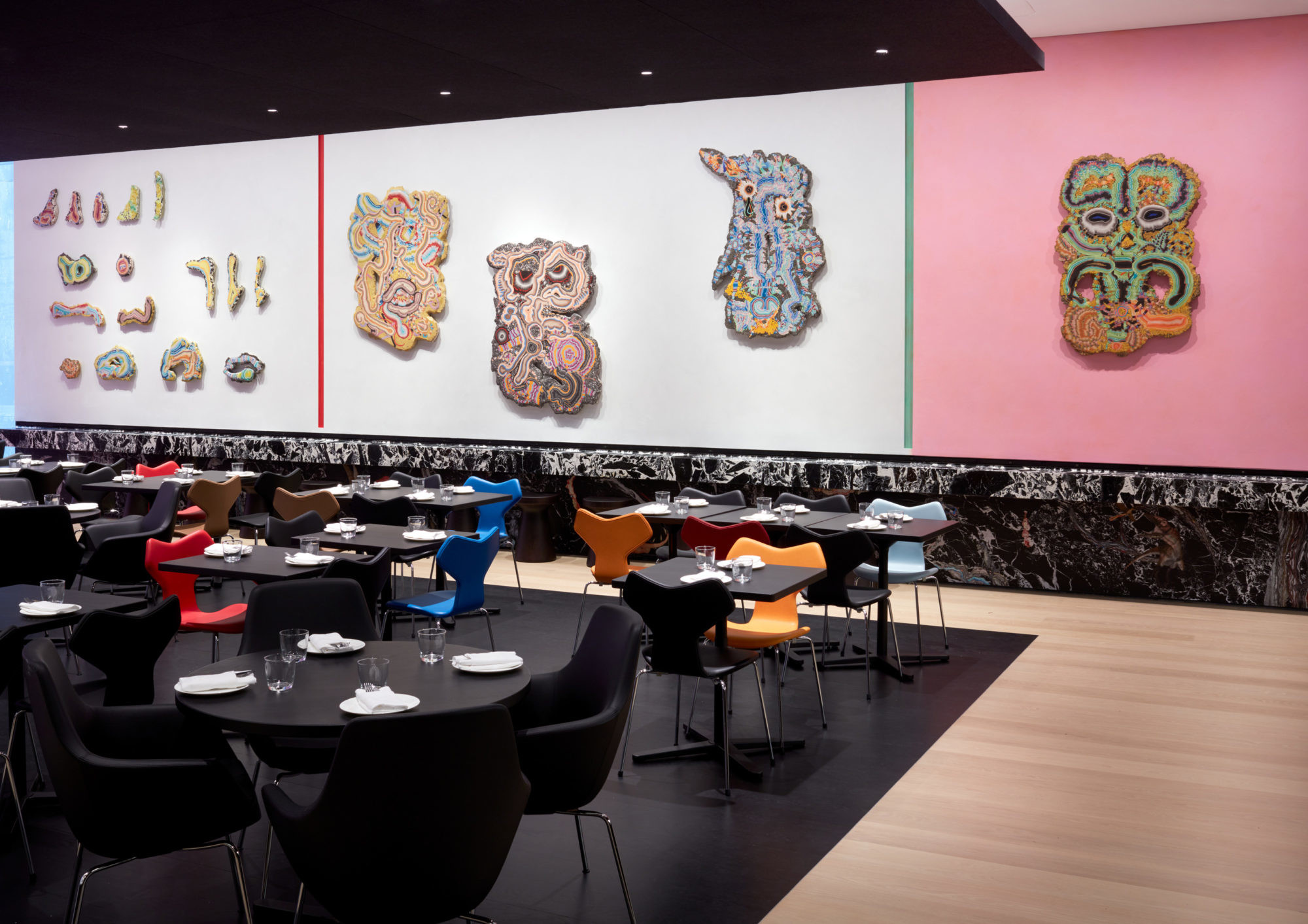 Installation view of Kerstin Brätsch’s Fossil Psychics for Christa (2019)
