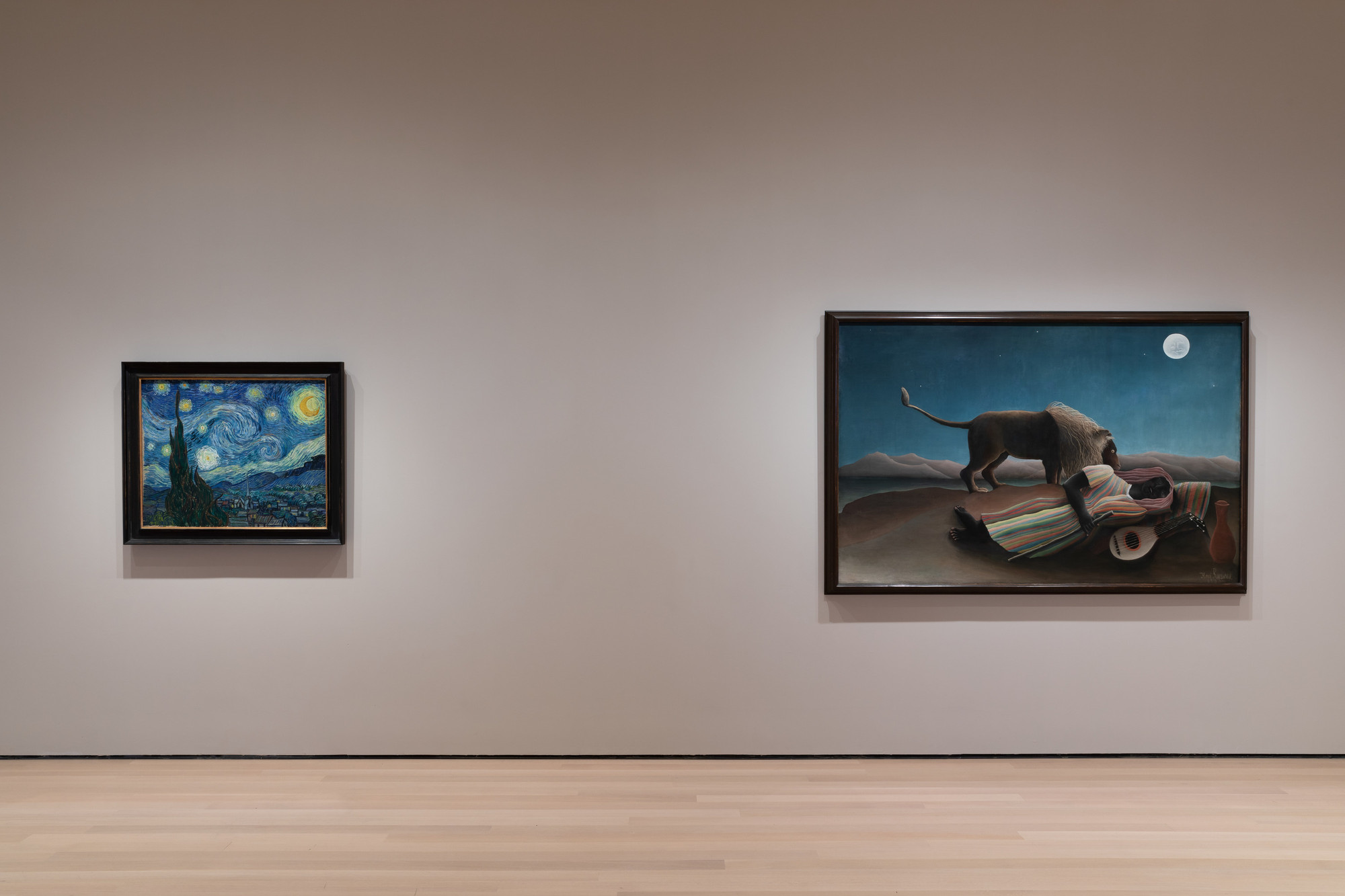 From left: Vincent van Gogh’s The Starry Night (1889) and Henri Rousseau’s The Sleeping Gypsy (1897)