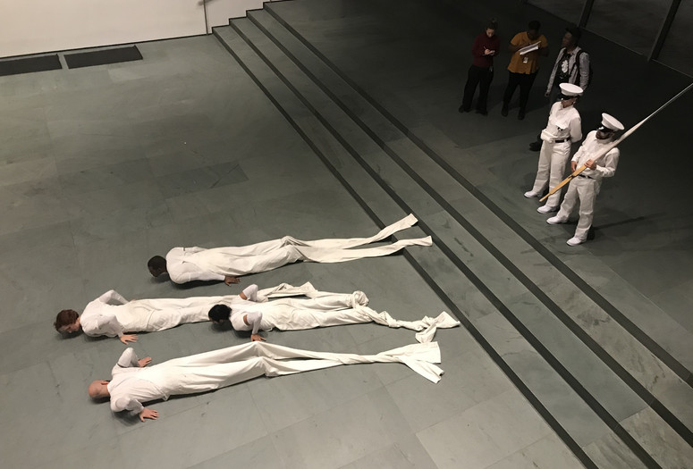 Pope.L. Dressing Up For Civil Rights. 2019. The Museum of Modern Art, New York. Acquired in part through the generosity of Jill and Peter Kraus, Anne and Joel S. Ehrenkranz, The Contemporary Arts Council of The Museum of Modern Art, The Jill and Peter Kraus Media and Performance Acquisition Fund, and Jill and Peter Kraus in honor of Michael Lynne. ©Pope.L, Courtesy the artist. Photo: Lizzie Gorfaine