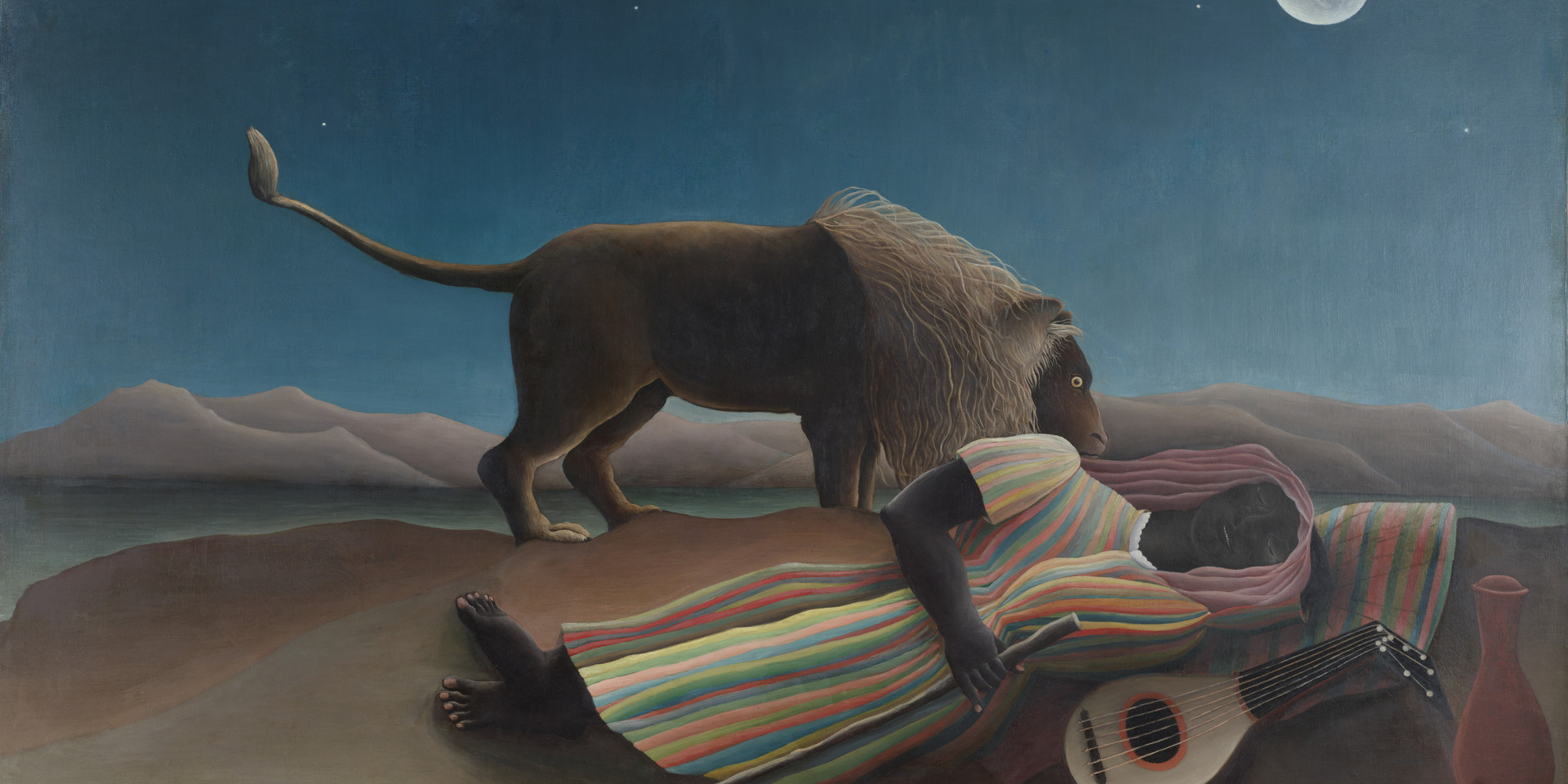 Henri Rousseau. The Sleeping Gypsy. 1897. Oil on canvas, 51" × 6' 7" (129.5 × 200.7 cm). Gift of Mrs. Simon Guggenheim